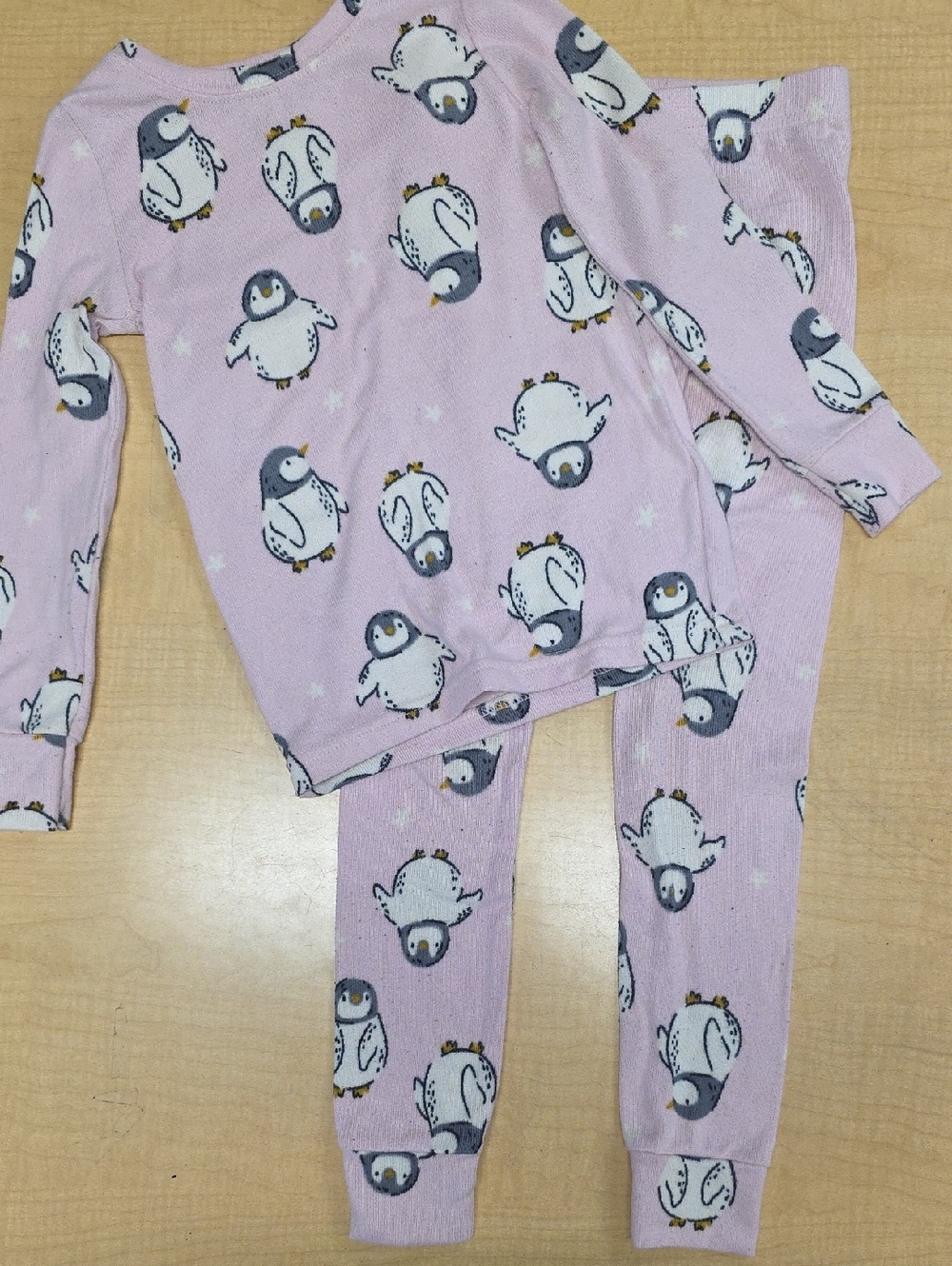 Old Navy Light Pink Penguin Print Two-Piece Pajama Set